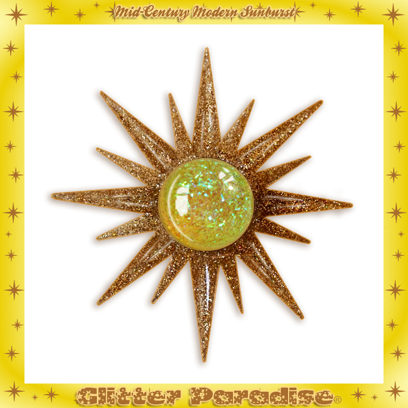 Brooch: Mid-Century Modern Sunburst Gold