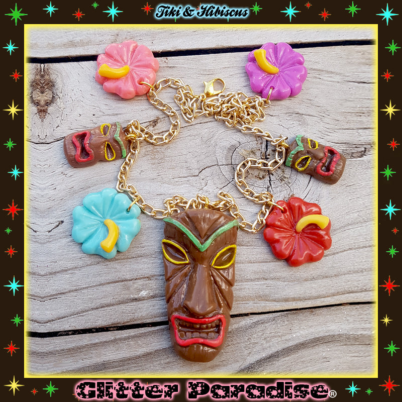 Necklace: Tiki and Hibiscus