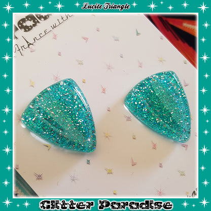 Earrings: Confetti Lucite Deco Triangle Dust