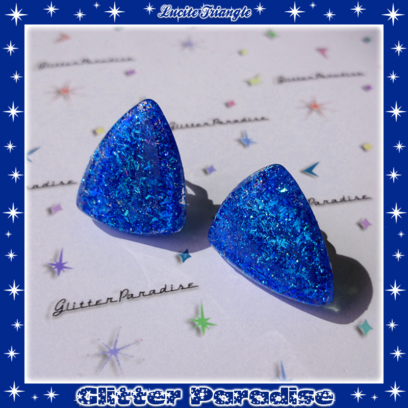 Earrings: Confetti Lucite Triangle Tinsel